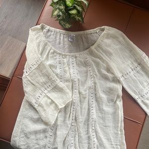 ❤️Wrangler scoop neck sheer blouse cream